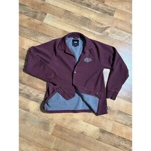 VANS “Torrey Fleece” Skate Jacket Thermal Coach Size Small Burgundy Snap‎ Button